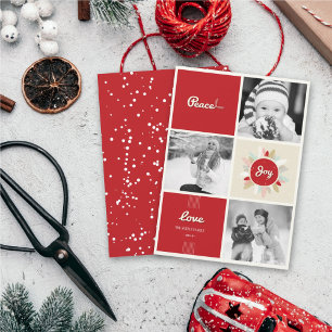 Cartão De Festividades Colagem de Fotos do Retro Peace Love Joy Christmas