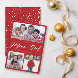 Cartão De Festividades Colagem de Fotos do Script 3 White de Natal do Noe<br><div class="desc">Concebido por gordura*fa*estanho. Fácil de personalizar com seu próprio texto,  foto ou imagem. Para pedidos personalizados,  entre em contato direto com o . Aplicam-se taxas personalizadas. www.zazzle.com/fat_fa_tin www.zazzle.com/color_therapy www.zazzle.com/fatfatin_blue_knot www.zazzle.com/fatfatin_red_knot www.zazzle.com/fatfatin_mini_me www.zazzle.com/fatfatin_design www.zazzle.com/fatfatin_ink</div>