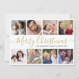 Cartão De Festividades Colagem de Fotos Dourada Feliz Natal 9
