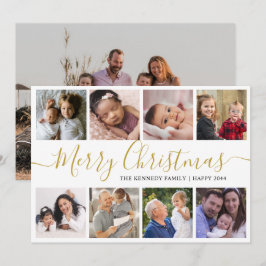 Cartão De Festividades Colagem de Fotos Dourada Feliz Natal 9
