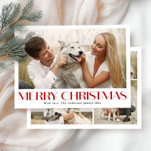 Cartão De Festividades Colagem de Fotos Elegante Natal Simples 