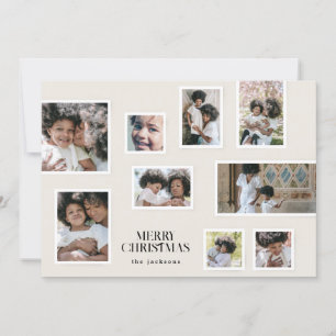 Cartão De Festividades Colagem de Fotos Elegante Quadro de Natal Feliz Mo