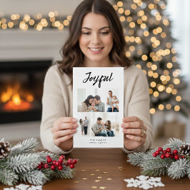 Cartão De Festividades Colagem de Fotos em Família Rustic Merry Four Bran