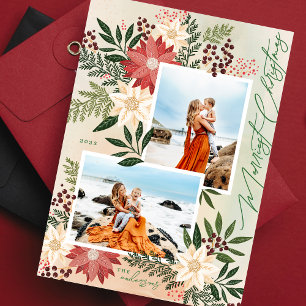 Cartão De Festividades Colagem de Fotos Esplendor de Poinsettia de Natal