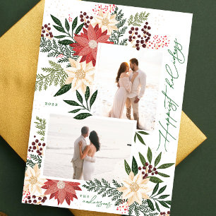 Cartão De Festividades Colagem de Fotos Esplendor de Poinsettia de Natal