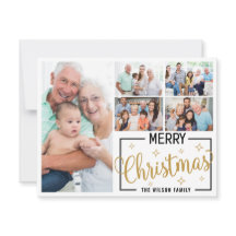 Colagem de Fotos Família 7 Branco Dourado Feliz Na