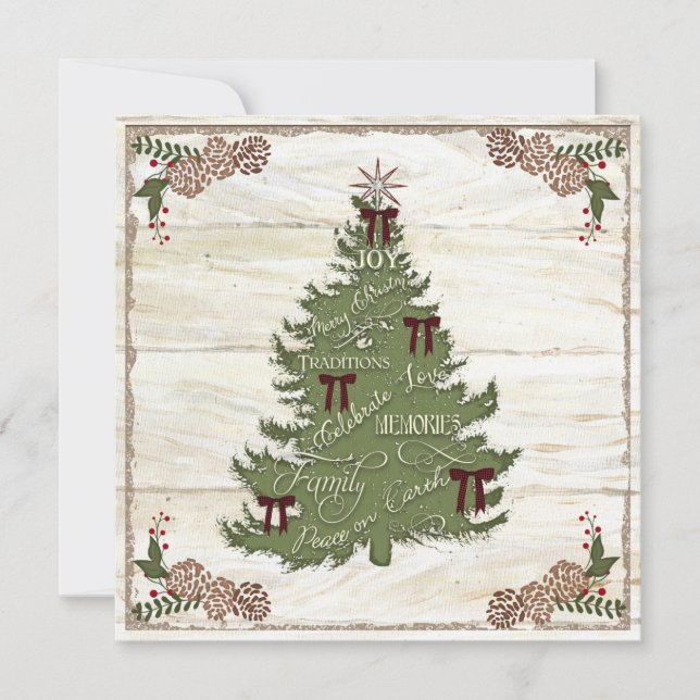 Cartão De Festividades Colagem de Fotos Familiares Farmhouse Árvore de Na (Frente)