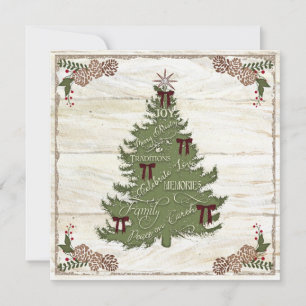 Cartão De Festividades Colagem de Fotos Familiares Farmhouse Árvore de Na