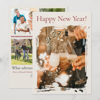 Cartão De Festividades Colagem de Fotos Feliz Ano Novo Diversão