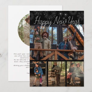 Cartão De Festividades Colagem de Fotos Feliz Ano Novo Moderno 4