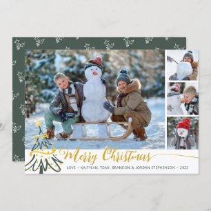 Cartão De Festividades Colagem de Fotos Feliz Árvore de Natal 4