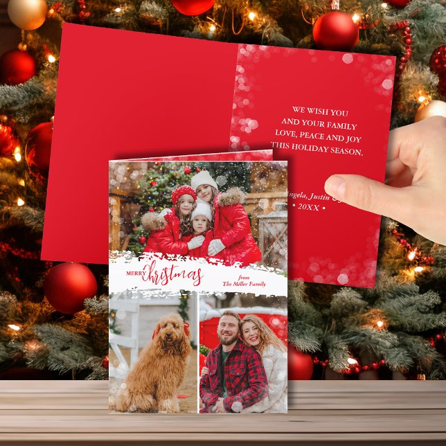Cartão De Festividades Colagem de Fotos Feliz Natal 3 Dobrada (Criador carregado)