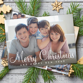 Cartão De Festividades Colagem de Fotos Feliz Natal 7 Roteiro Clássico