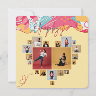 Cartão De Festividades Colagem de Fotos Feminina Personalizada e Sem Desc