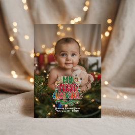 Cartão De Festividades Colagem de Fotos "Meu Primeiro Natal"