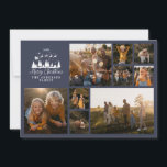 Cartão De Festividades Colagem de fotos mínima moderna azul de marinho de<br><div class="desc">Marinho azul e cartão de Natal branco,   de colagem de fotos de feriado de script mínimo moderno. Papai noel de Natal tradicional e design.</div>