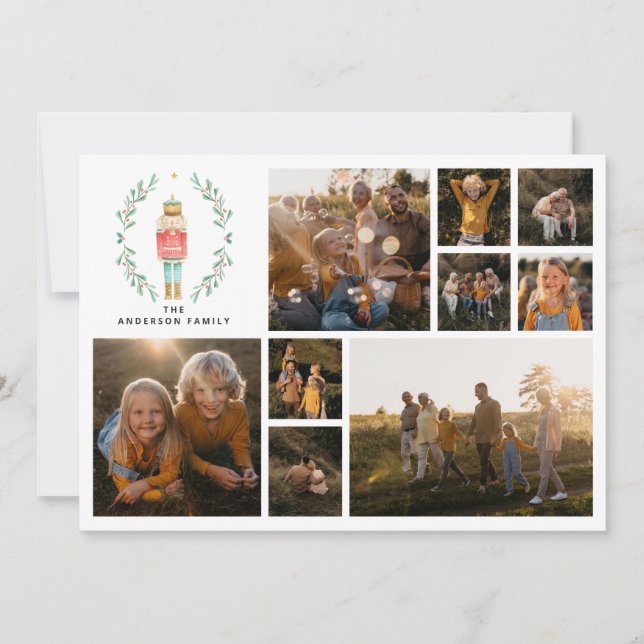 Cartão De Festividades Colagem de fotos mínima moderna elegante de Natal (Frente)