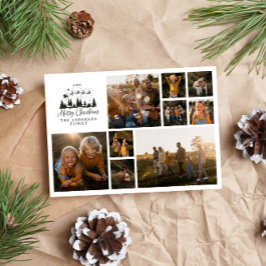Cartão De Festividades Colagem de fotos mínima moderna elegante de Natal