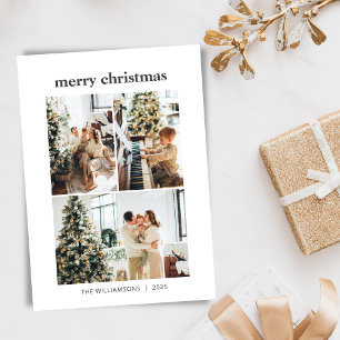 Cartão De Festividades Colagem de Fotos Minimalista 3 Feliz Natal Feriado