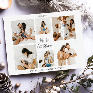 Cartão De Festividades Colagem de Fotos Minimalista de Natal Feliz
