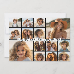Cartão De Festividades Colagem de Fotos Minimalista Moderna 14 Preto - Te