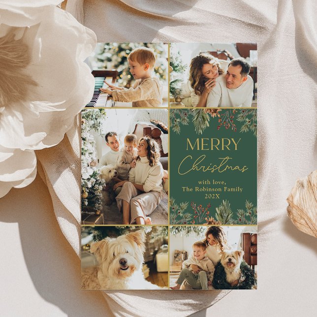 Cartão De Festividades Colagem de Fotos Moderna 5 Feliz Natal (Criador carregado)