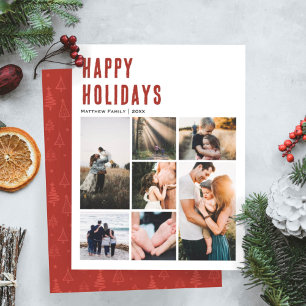 Cartão De Festividades Colagem de Fotos Moderna da Família de Natal Minim