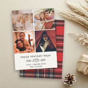 Cartão De Festividades Colagem de Fotos Moderna de Hanukkah Feliz Dia de