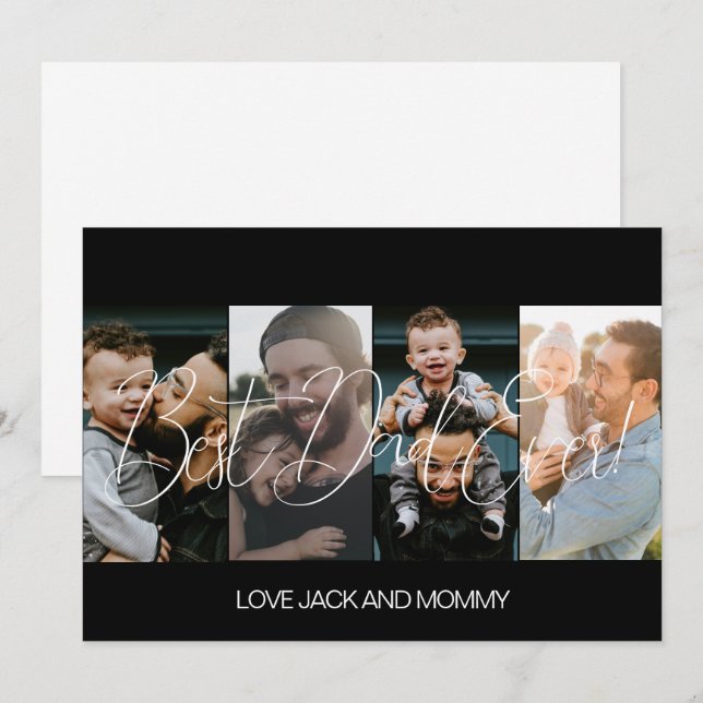 Cartão De Festividades Colagem de Fotos Moderna Dia dos Pais (Frente/Verso)