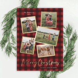 Cartão De Festividades Colagem de Fotos Moderna Dourada Feliz Natal