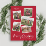 Cartão De Festividades Colagem de Fotos Moderna Feliz Natal<br><div class="desc">Um cartão de Natal moderno com 5 fotos coladas com script manuscrito e tipo mínimo. Clique no botão editar para personalizar este design.</div>