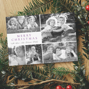 Cartão De Festividades Colagem de Fotos Moderna Feliz Natal Plano