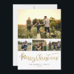 Cartão De Festividades Colagem de Fotos Moderna Minimalista do Feliz Nata<br><div class="desc">Crie seu próprio cartão de férias com nossos modelos fáceis de usar! Apresentando uma colagem de 4 fotos para que você possa facilmente substituir por suas fotos. "Feliz Natal" é mostrado em uma moderna folha de ouro falso com seu nome de família e ano em uma tipografia de estilo minimalista....</div>