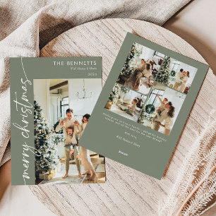 Cartão De Festividades Colagem de Fotos Moderna Minimalista Feliz Natal