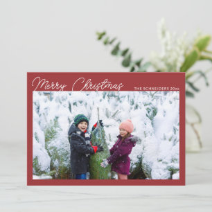 Cartão De Festividades Colagem de Fotos Moderna Vermelho Natal Feliz