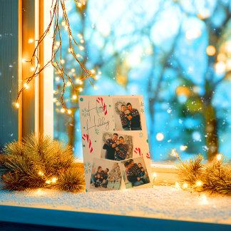 Cartão De Festividades Colagem de Fotos Moderno e Elegante Feliz Natal