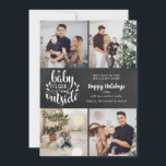 Cartão De Festividades Colagem de Fotos Natal 4 Boho Chalkboard<br><div class="desc">Um elegante design de colagem de fotos boho 4 para você personalizar com suas fotos,  mensagens,  nomes e ano favoritos em um quadro de chanfro. Os traços inversos caem flocos de neve em um fundo de quadro de quadro de chanfro correspondente. Projetado por Thisnotme©</div>