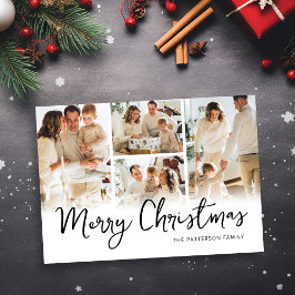 Cartão De Festividades Colagem de Fotos Natal Família Moderna