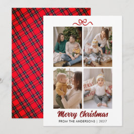 Cartão De Festividades Colagem de Fotos Natal Feliz com Letra Vermelha El