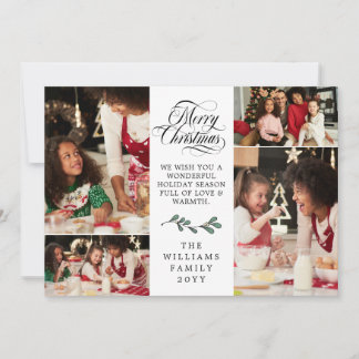 Cartão De Festividades Colagem de Fotos Natal Feliz Visco Verde