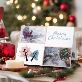 Cartão De Festividades Colagem de Fotos Natal Moderno Família Feliz