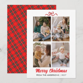 Cartão De Festividades Colagem de Fotos Natalino com Letra Vermelha Elega