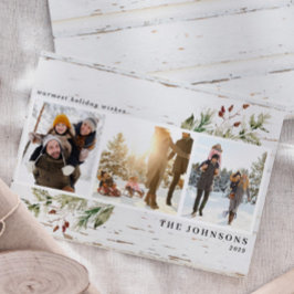 Cartão De Festividades Colagem de Fotos Neutrais da Floresta Verde