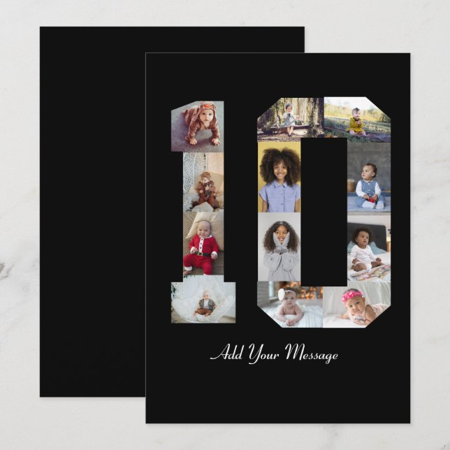 Cartão De Festividades Colagem de Fotos Número 10 (Frente/Verso)