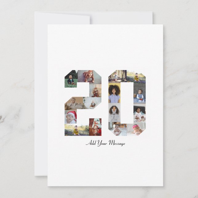 Cartão De Festividades Colagem de Fotos Número 20 (Frente)