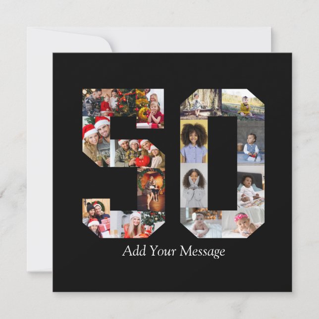 Cartão De Festividades Colagem de Fotos Número 50 (Frente)