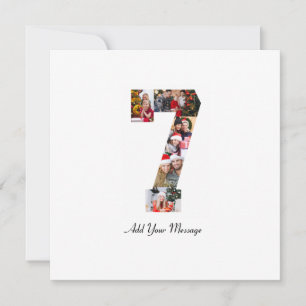 Cartão De Festividades Colagem de Fotos Número 7 Preto e Branco