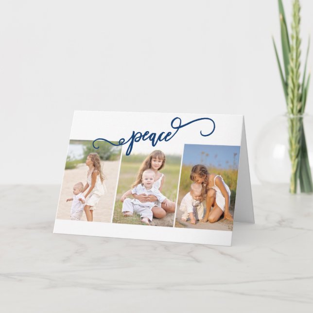Cartão De Festividades Colagem de Fotos Paz Três (Frente)