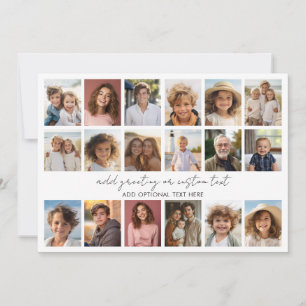 Cartão De Festividades Colagem de Fotos Personalizada 18 - Preto - texto 