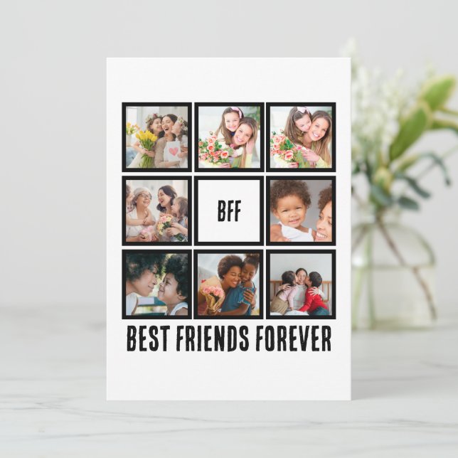 Cartão De Festividades Colagem de Fotos Personalizada BFF Melhores Amigos (Em pé/Frente)